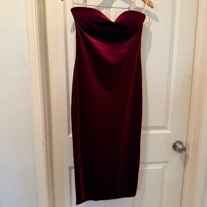 DNA Couture Strapless Wine Velvet Dress